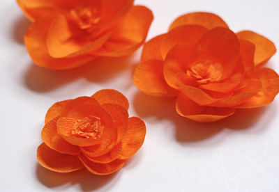 Flor de papel crepom simples laranja