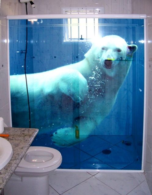 Adesivo para box de banheiro com urso polar