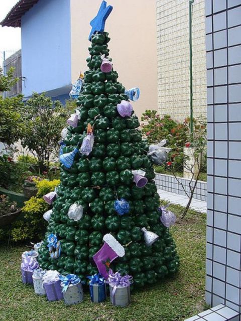 Árvore de Natal de garrafa pet grande
