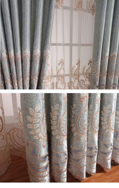 As cortinas bordadas deixam sua sala sofisticada
