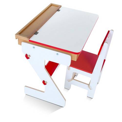 Escrivaninha branca e vermelha vendida na Americanas.com