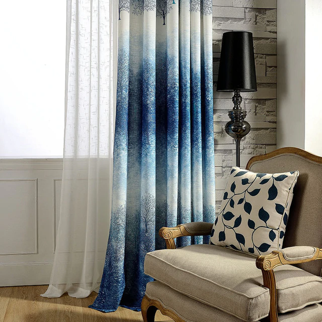 cortina azul elegante para sala