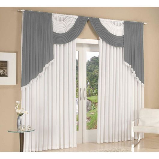 Use a cortina cinza para criar um efeito diferenciado sobre a branca
