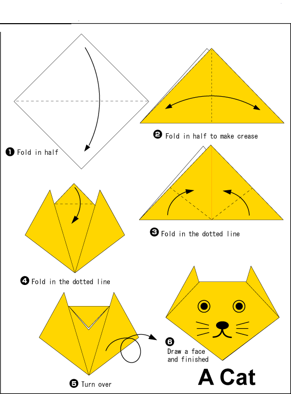 Passo a passo origami de gatinho