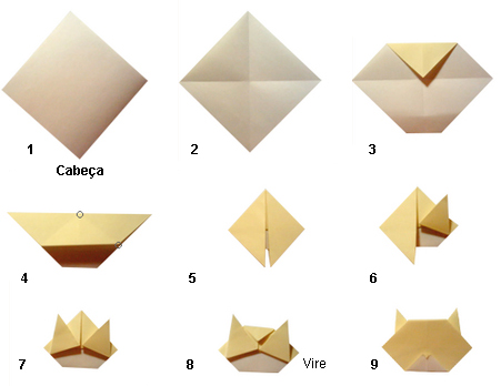 Passo a passo origami de gatinho