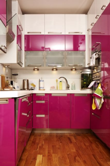 Cozinha com tons de rosa
