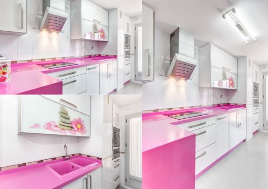 Cozinha com tons de rosa
