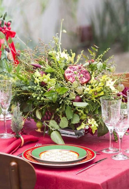 Arranjos de flores para mesa de natal simples