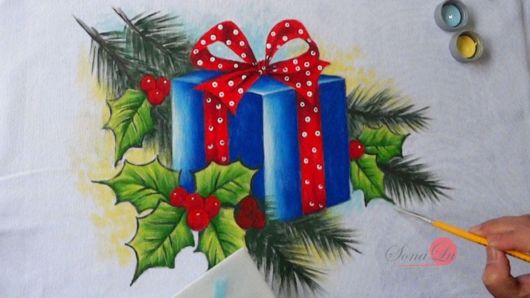 Pintura em tecido para iniciantes de Natal