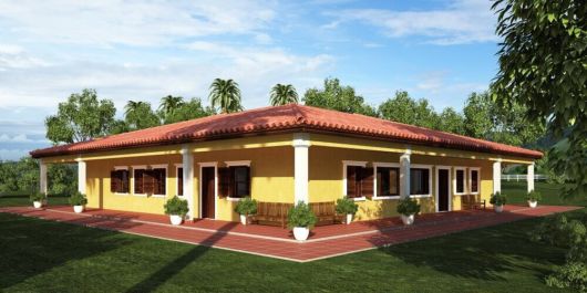 casa simples com telhado colonial