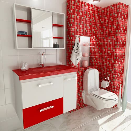 banheiro vermelho