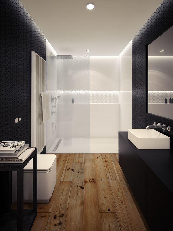 banheiro amadeirado preto