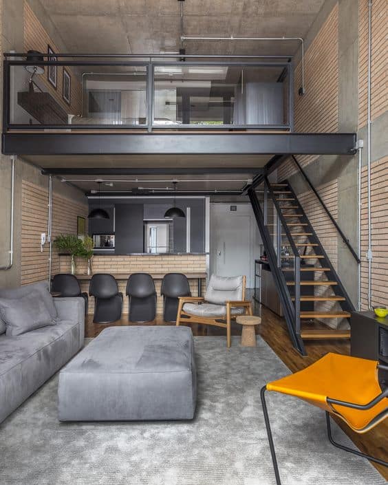 loft com decoração industrial