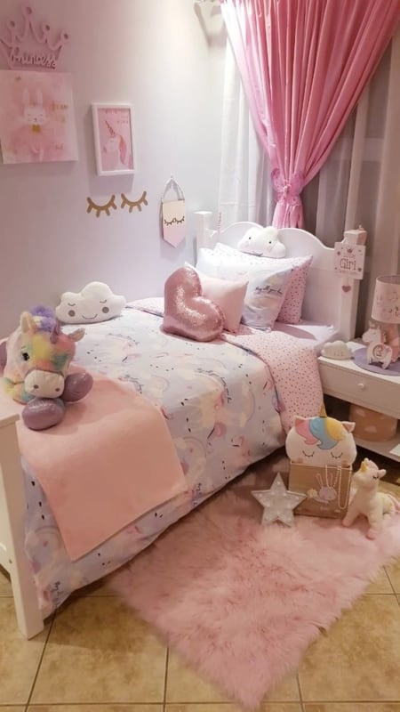 decoração rosa quarto simples