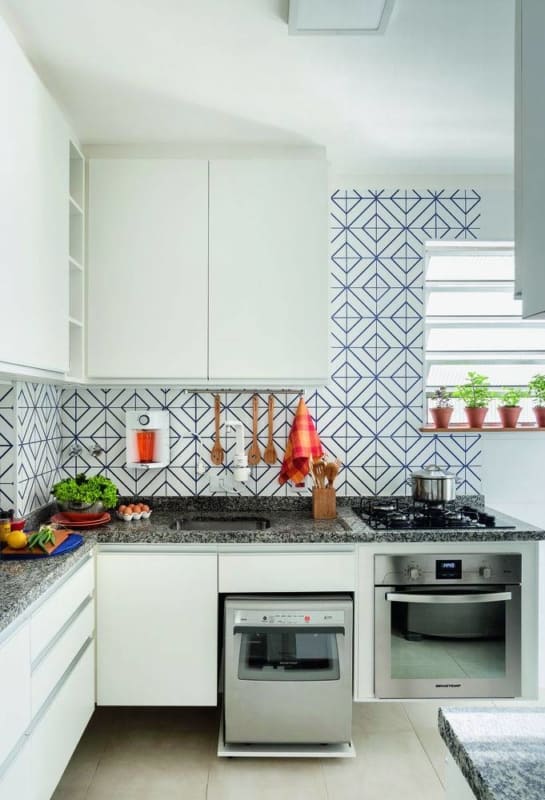 Azulejos estampados de cerâmica na cozinha