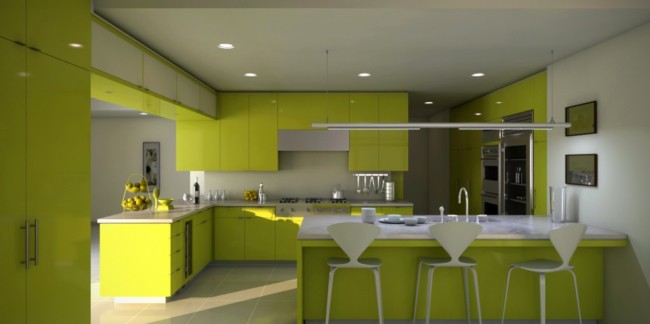 Decoração verde limão na cozinha