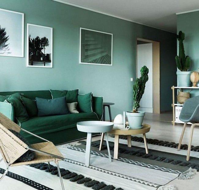 Decoração verde na sala de estar