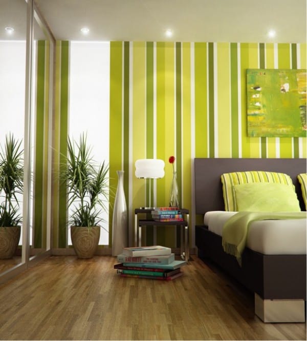 Verdes vibrantes na decoração do quarto