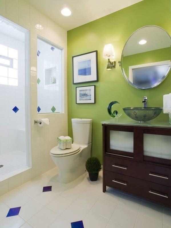 cores para banheiro verde com espelho