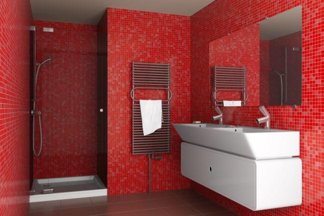 cores para banheiro vermelho moderno e elegante