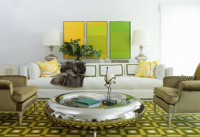 decoração verde com amarelo