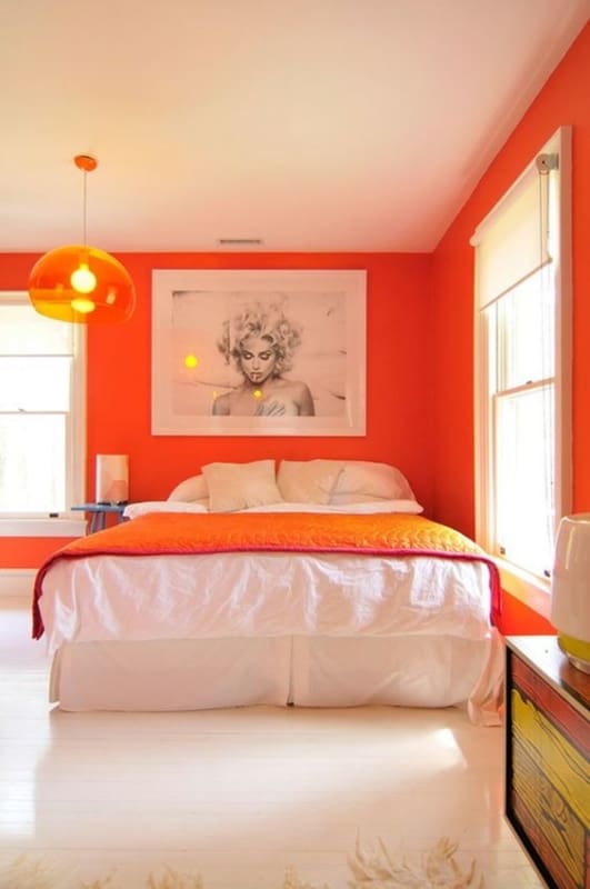 Decoração laranja para quartos