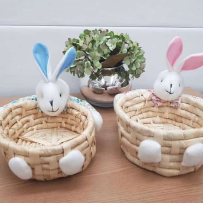 Lindas cestas artesanais de Páscoa