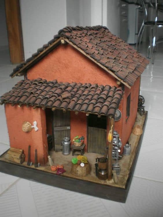 maquete colorida de casas de papelão