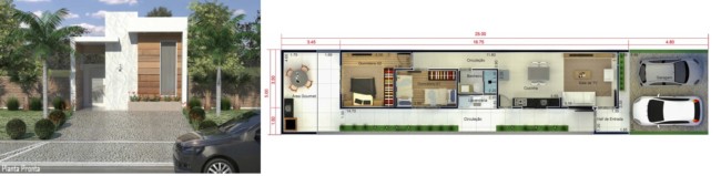 planta de casa de 2 dormitórios com 70 m²