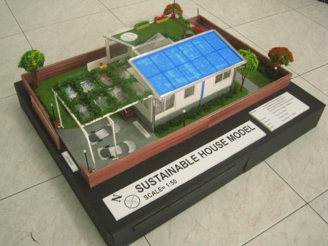 maquete de casa simples e sustentável