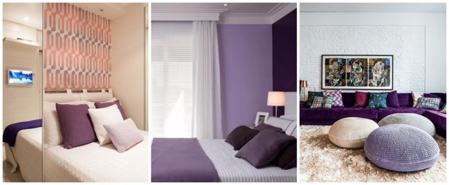 decoração monocromática em lilás e roxo