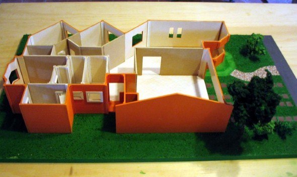 maquete de casa por dentro com divisões