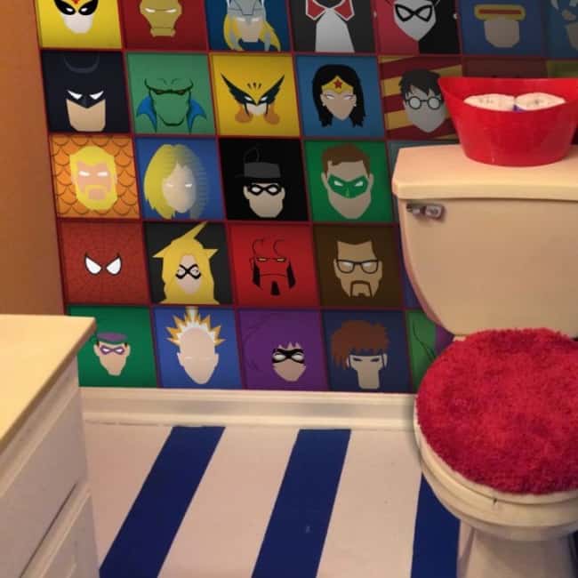 Azulejos de heróis para banheiro