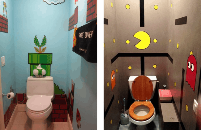 Banheiros com decoração de video game