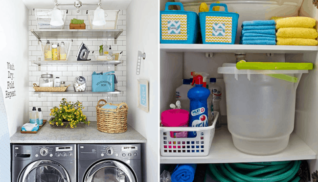 Organizar armários e prateleiras da lavanderia