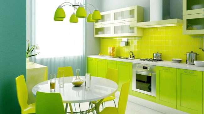 cozinha verde tom neon