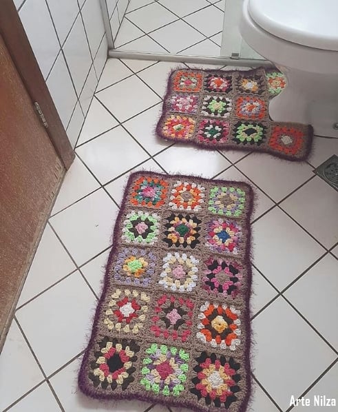 conjunto de banheiro de crochê square