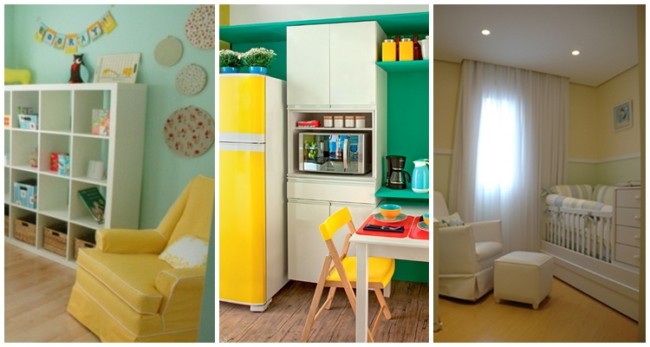 decoração em amarelo e verde