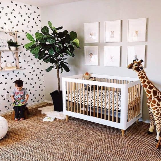 quarto de bebê safari com quadros