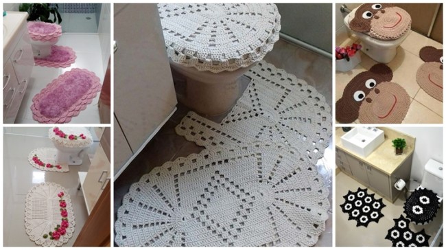 modelos de tapetes de crochê para banheiro
