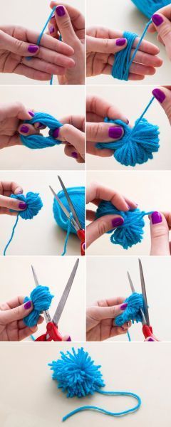 como fazer pompom de lã simples