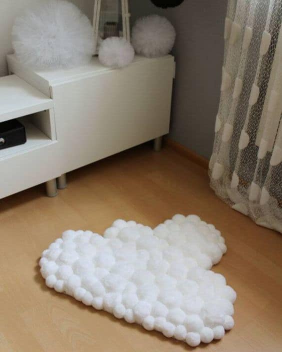 tapete de pompom de lã para quarto de bebê