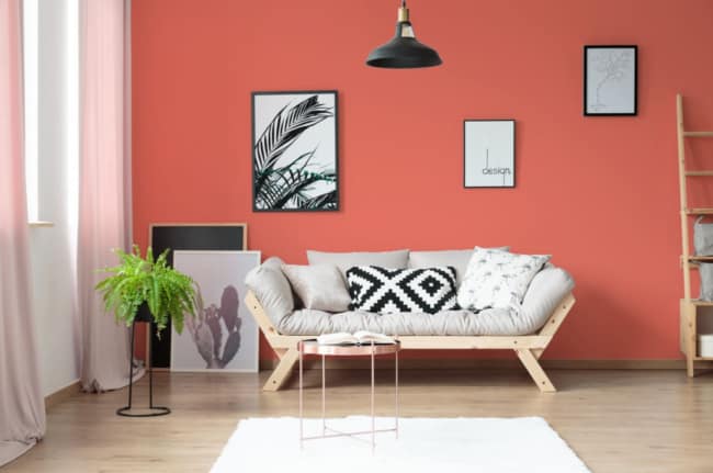 Coral em decoração minimalista