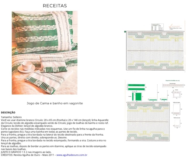 passo a passo com receita e gráficos de bordado vagonite