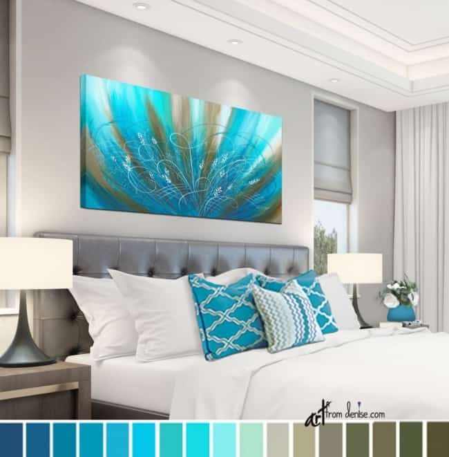 Decoração com parede quardro azul tiffany40