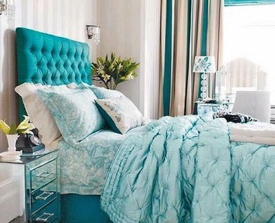 Decoração com cama azul tiffany38