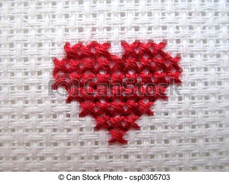 Ponto cruz de coração vermelho44