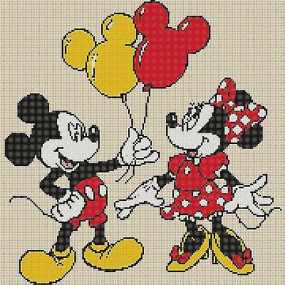 ponto cruz de Mickey e Minnie com balões19