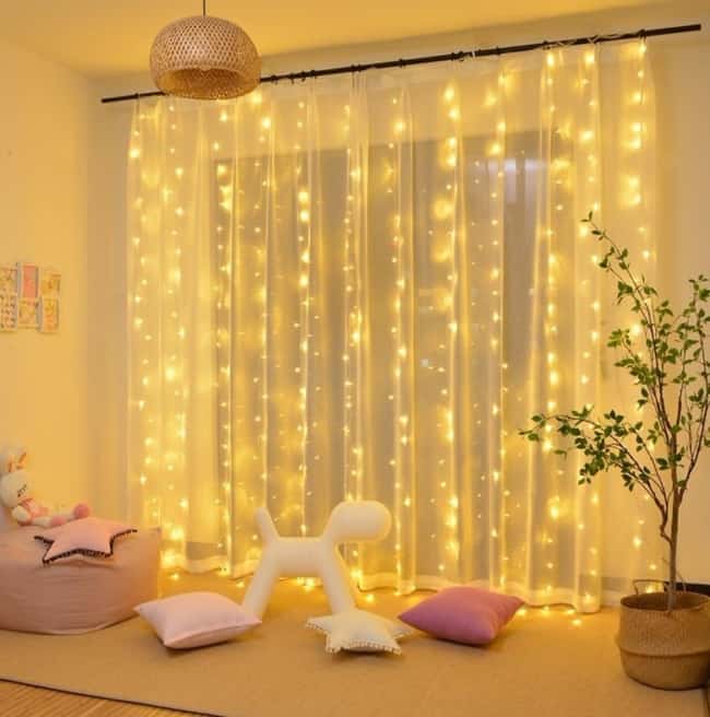 decoração de casa com cortina de led