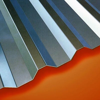 Detalhe de telha de alumínio Trapezoidal